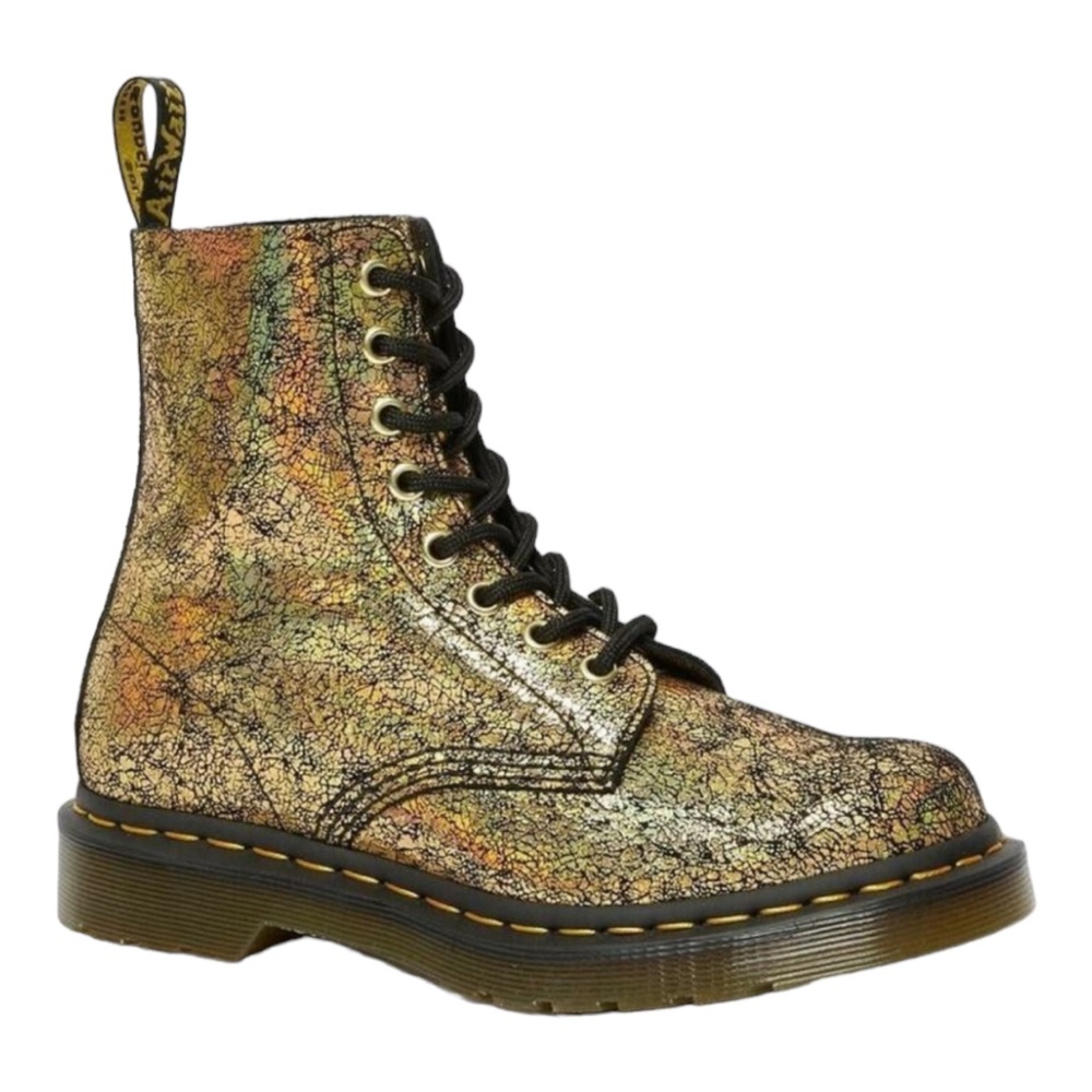Dr. Martens Pascal Gold Crinkle 1460 Combat Boots Womens 10 Mens 9